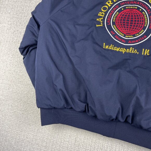 VINTAGE King Louie USA Bomber Jacket Men XL Navy Laborers Indianapolis Local 120 - Picture 6 of 16